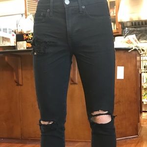 Black Stretch AEO Hand Distressed Skinny Jeans